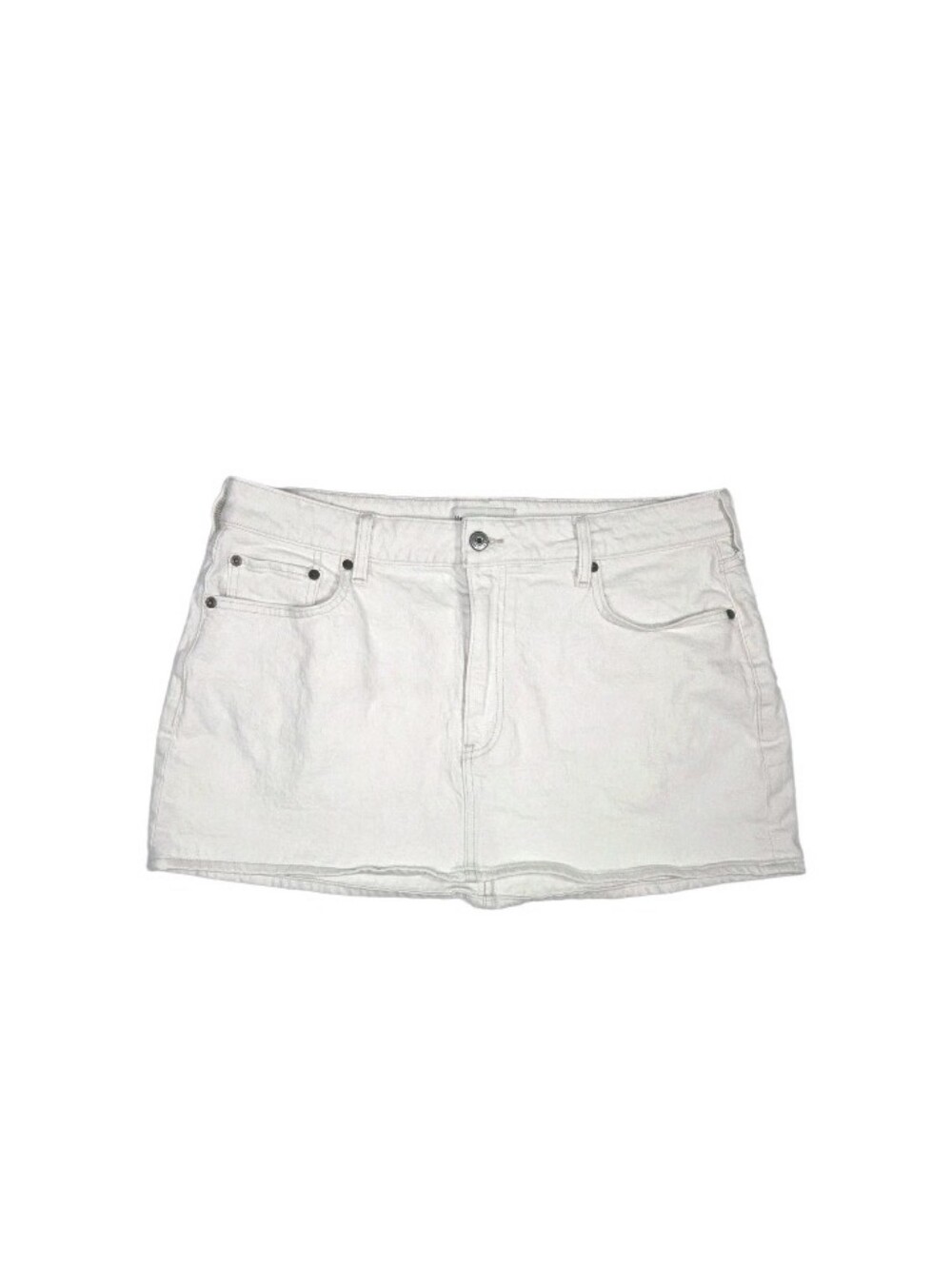 Abercrombie & Fitch Mid Rise Denim Mini Skirt Size 31 Ivory Clean Girl Y2k